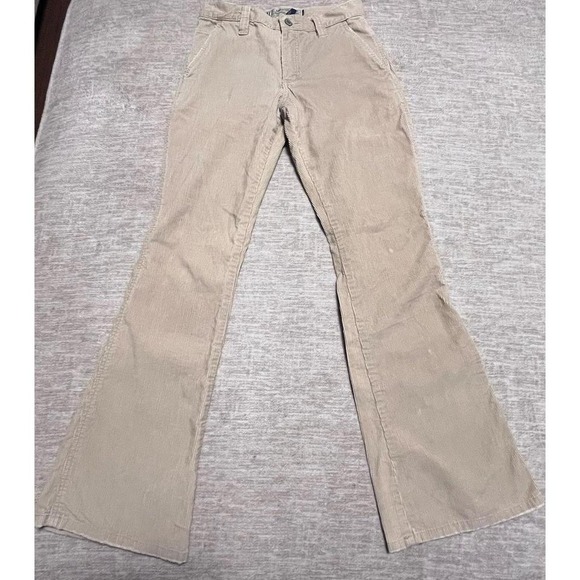 American Eagle Women's Beige Corduroy Flare Pants Size 2 100% Cotton AE Y2K - Picture 2 of 7
